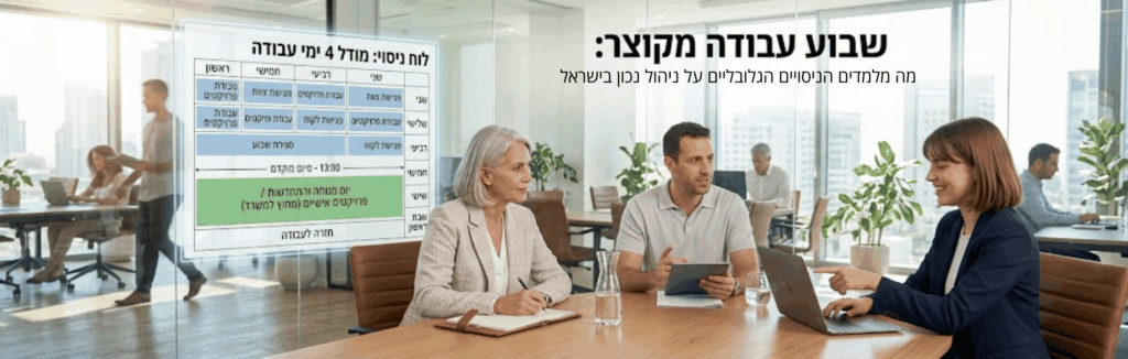 שבוע עבודה מקוצר: מה מלמדים הניסויים הגלובליים על ניהול נכון בישראל,